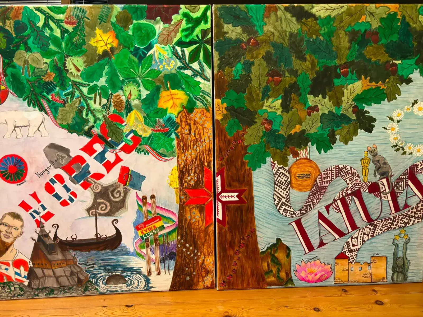 Murales pintados por los participantes para el Festival de las Culturas